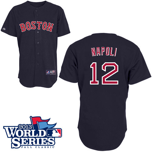 Mike Napoli #12 MLB Jersey-Boston Red Sox Men's Authentic 2013 World Series Champions Road Baseball Jersey